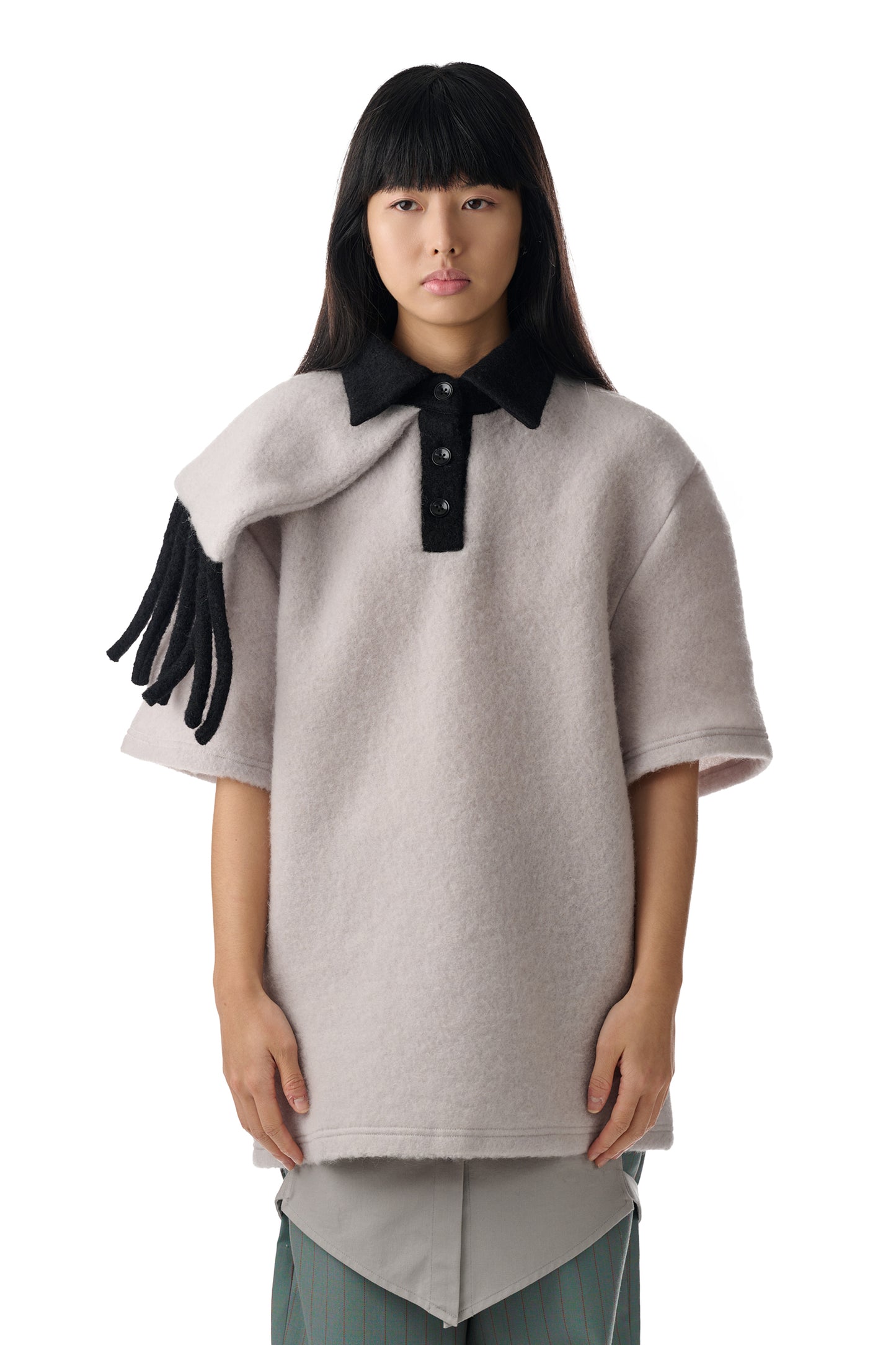 Gray Scarf Wool Polo
