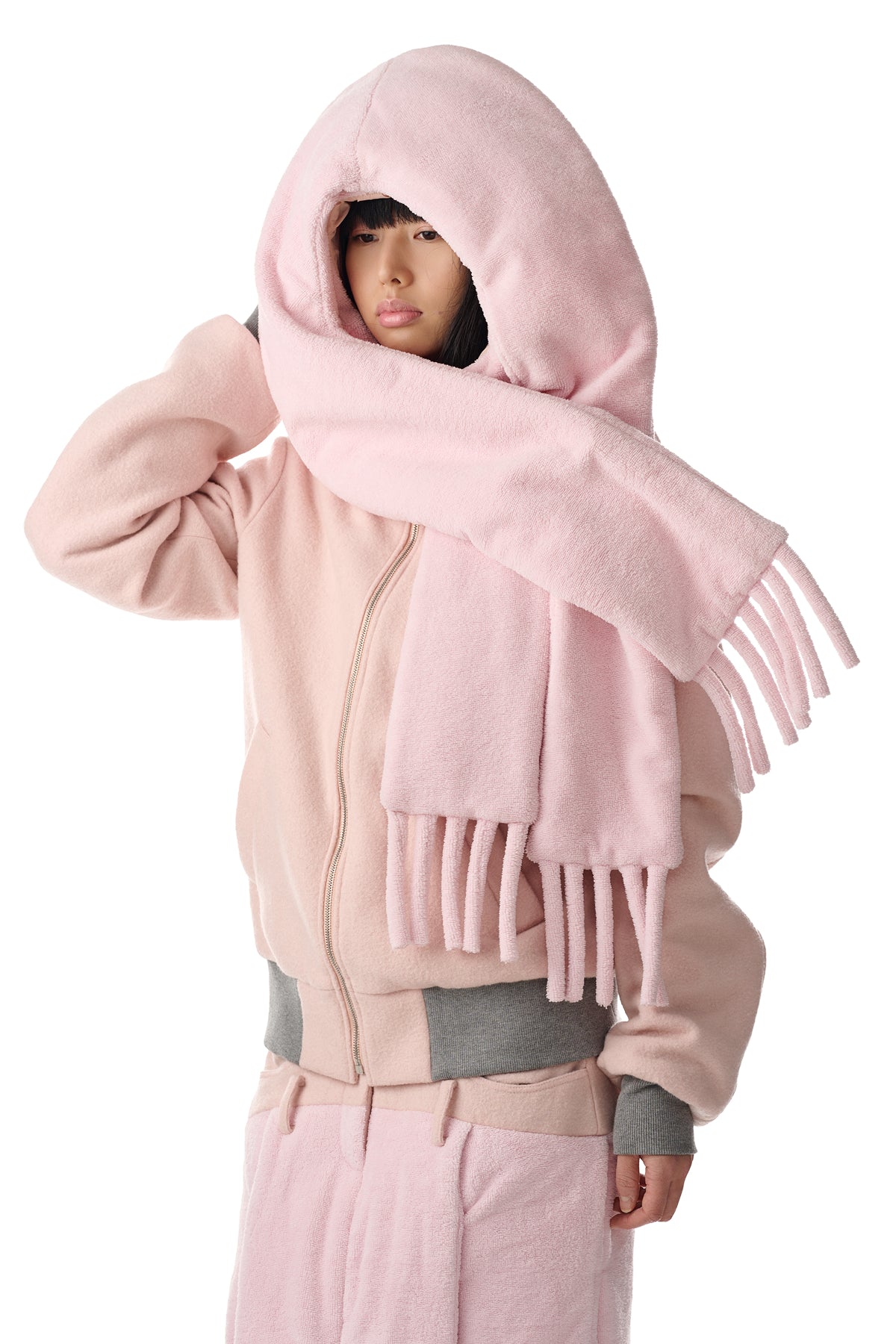 Towel Scarf Hoodie Bomber