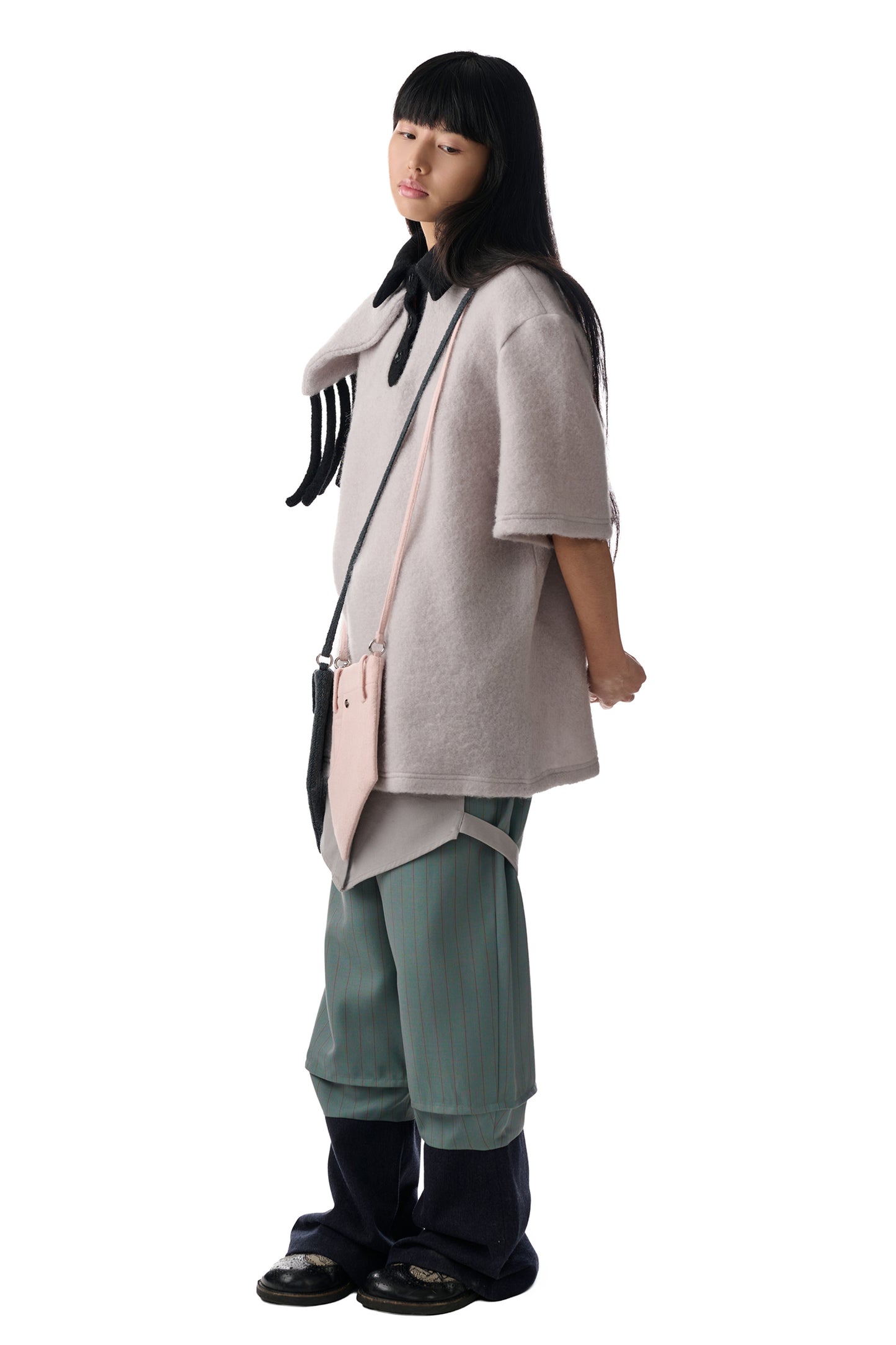 Gray Scarf Wool Polo