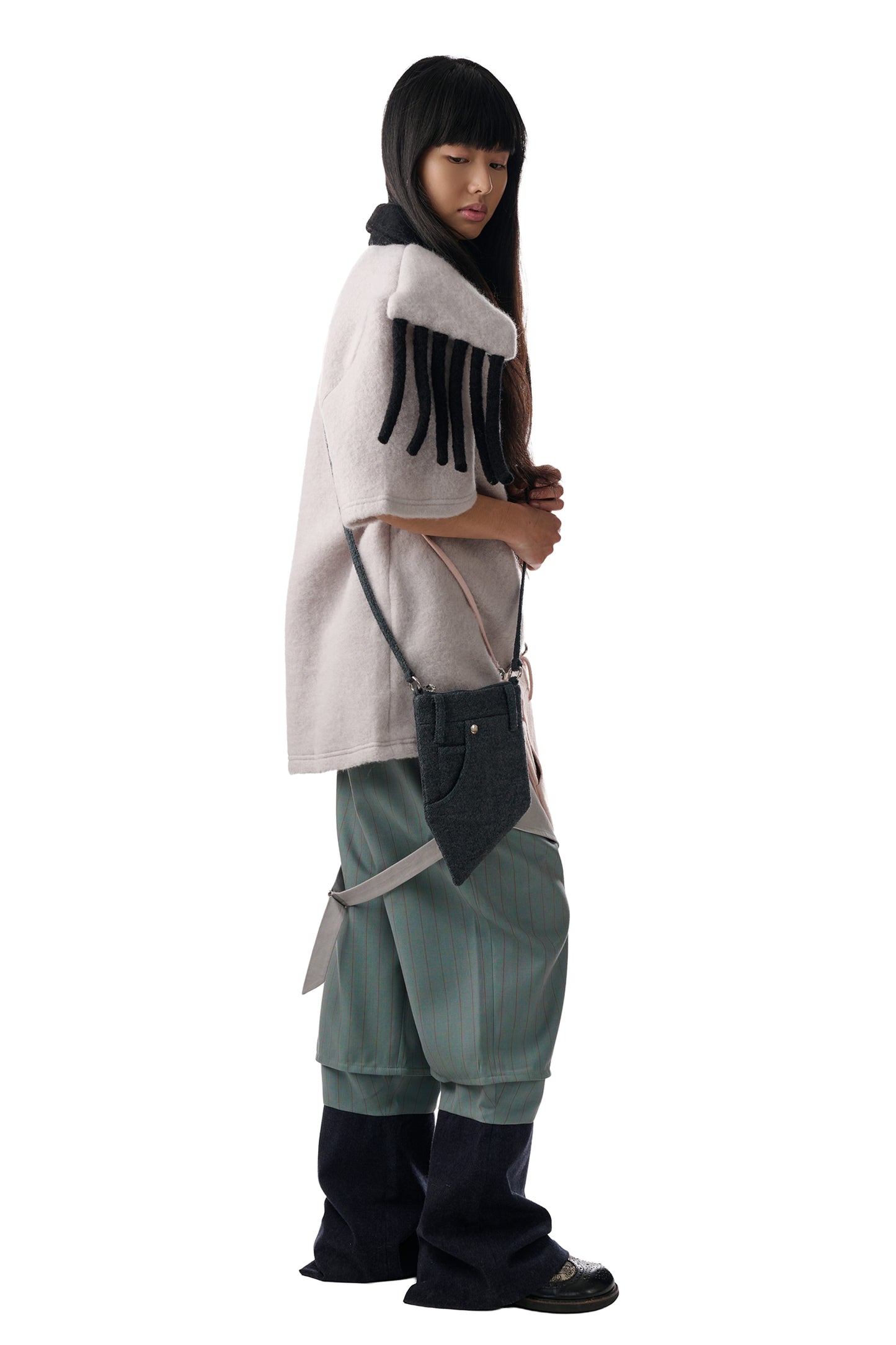 Gray Scarf Wool Polo