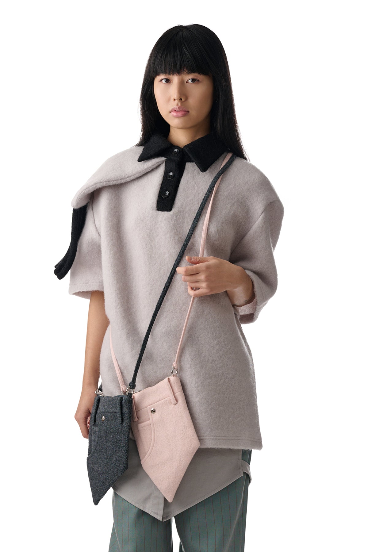 Gray Scarf Wool Polo