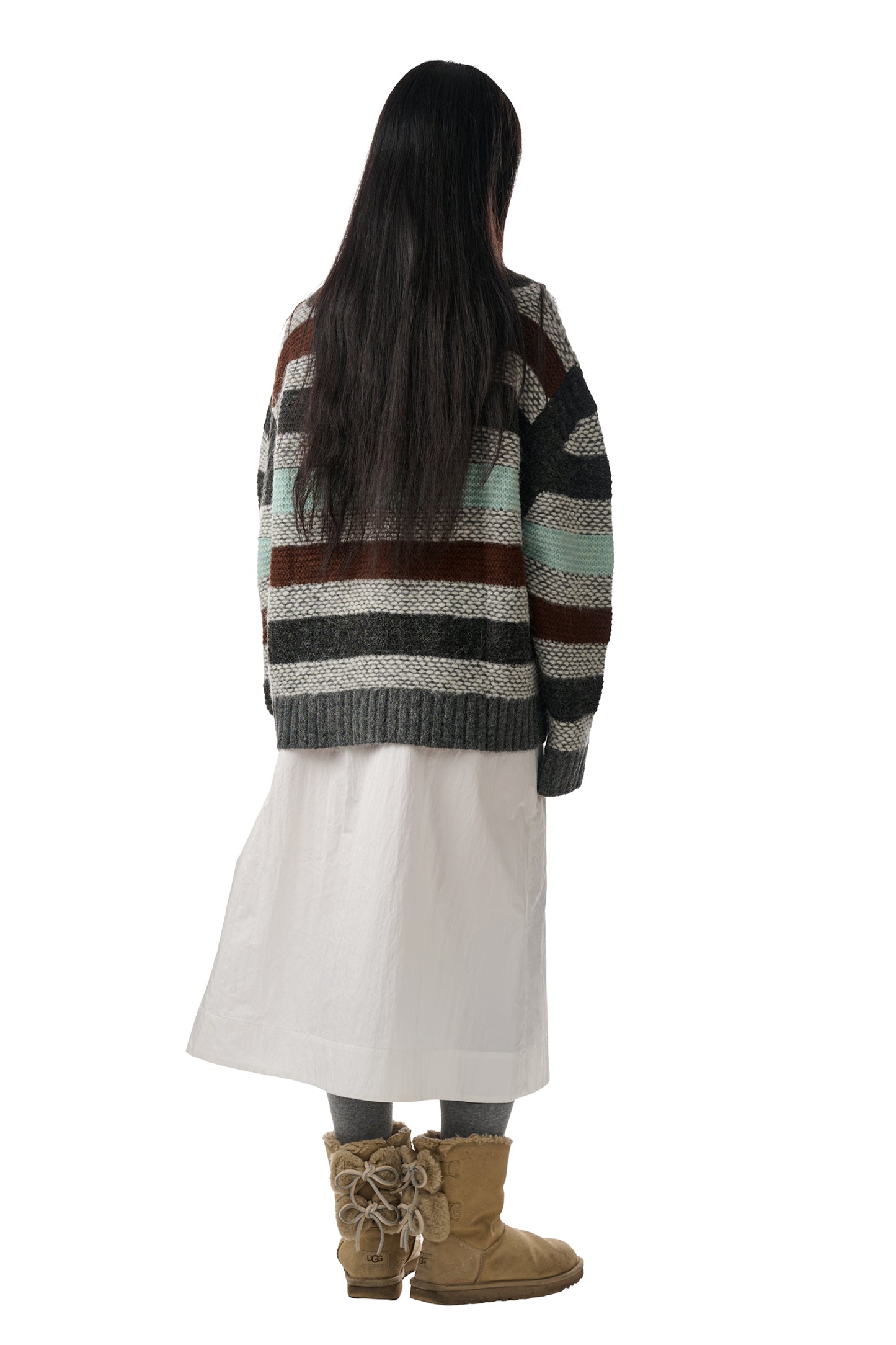 Brown Striped Garter Sweater