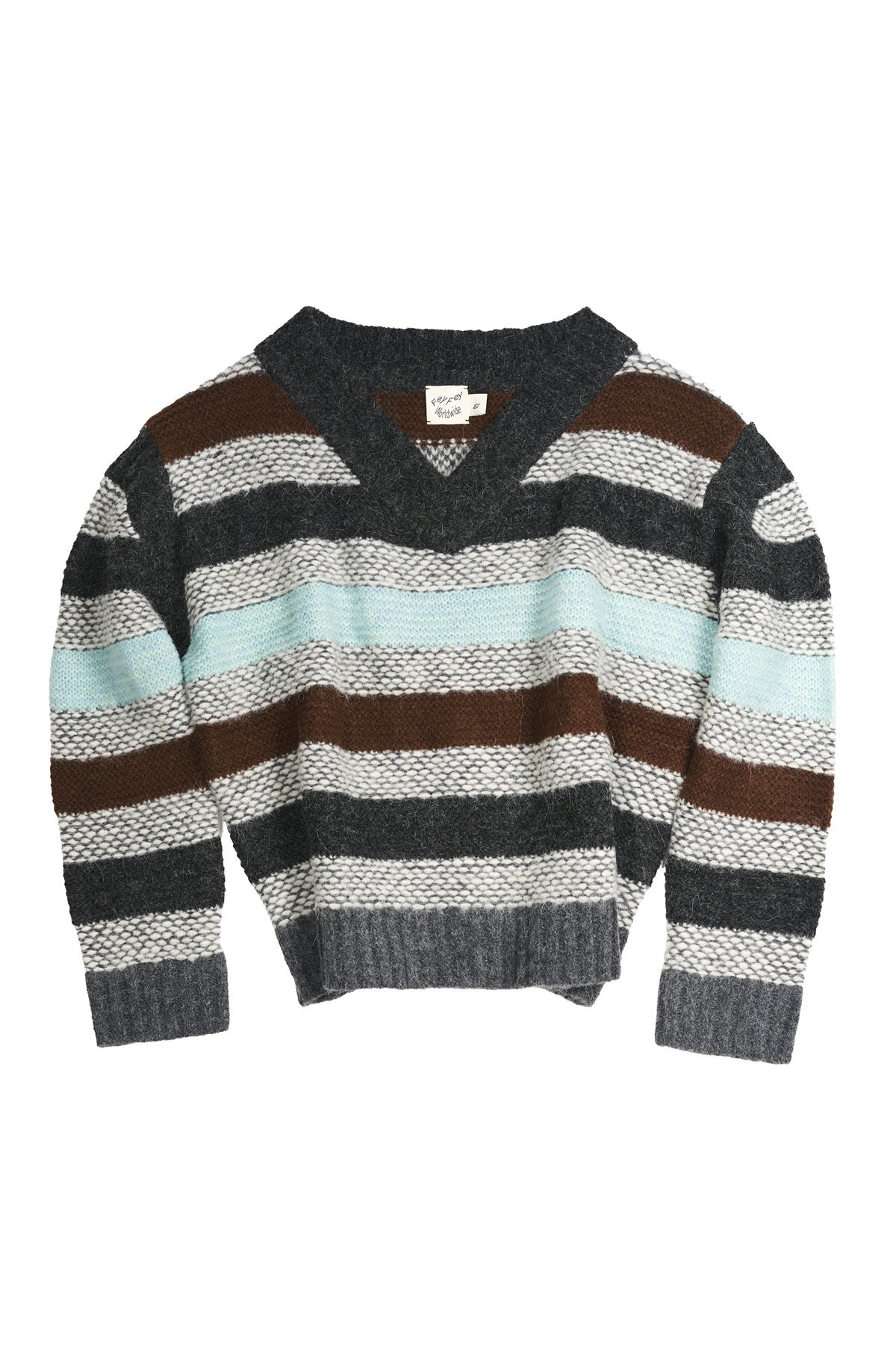 Brown Striped Garter Sweater