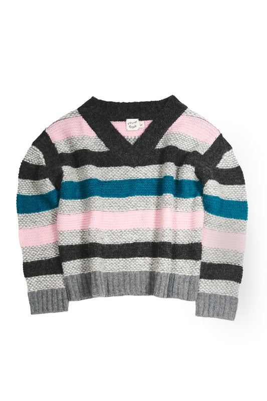 Pink Striped Garter Sweater